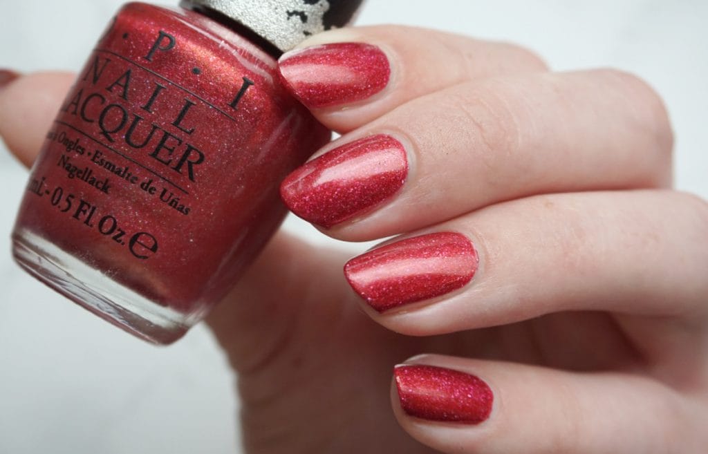 OPI DS Reflection a holographic red shade